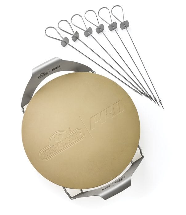 PRO PIZZA STONE WITH SKEWERS AND RACK